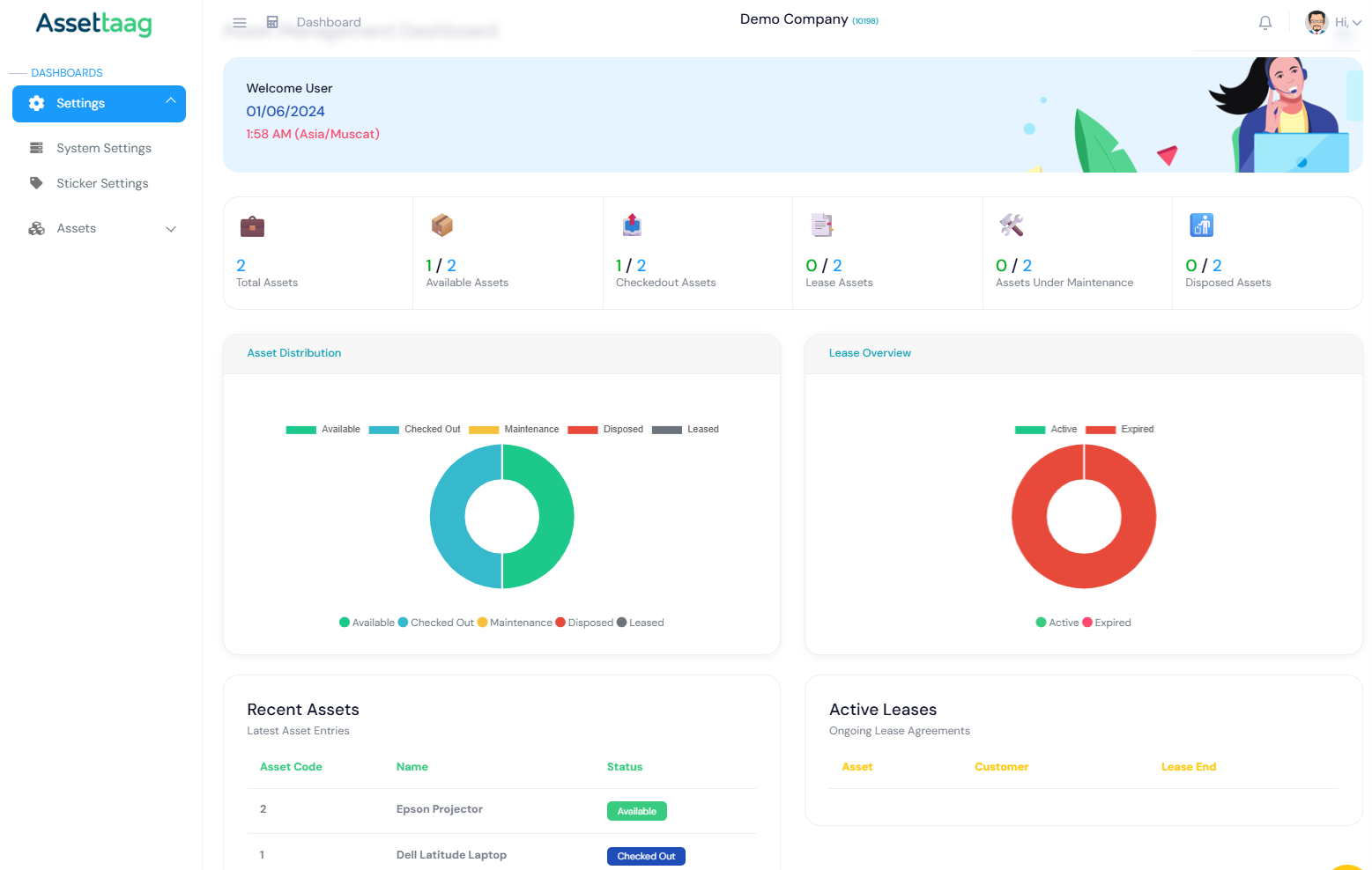 Assettaag Web Dashboard Overview